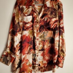 Jones New York Woman 1X Red and White Blouse